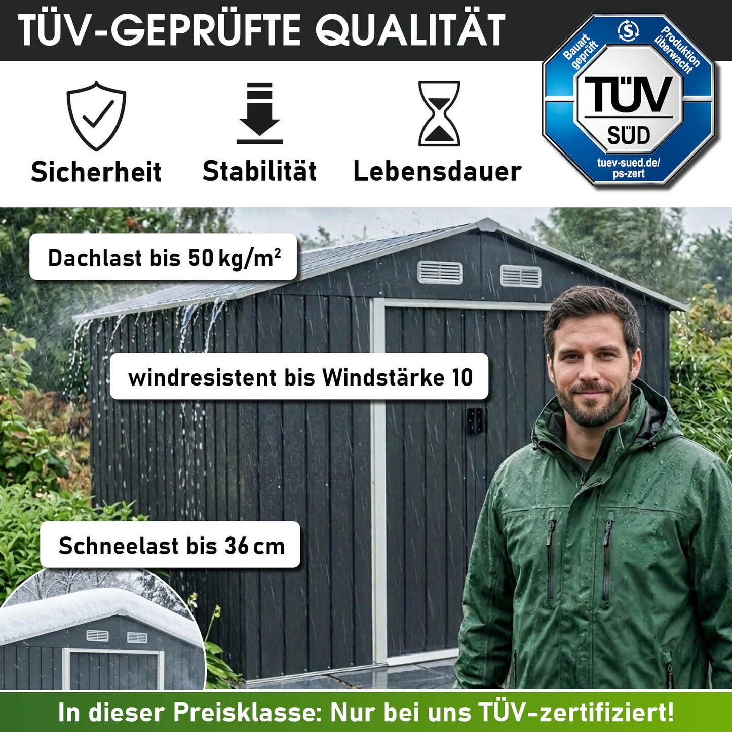 BRAST Metall Gerätehaus mit Satteldach 235x131x192