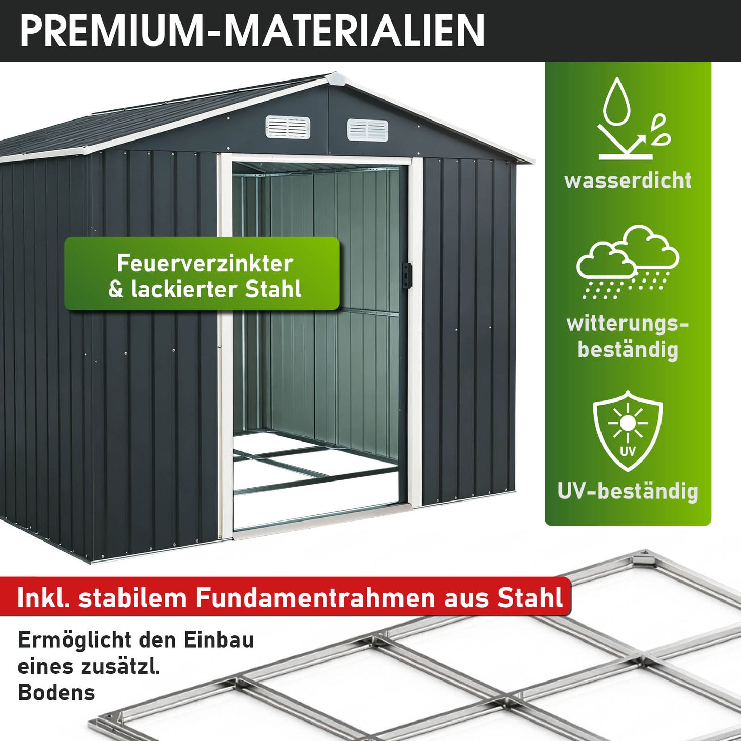 BRAST Metall Gerätehaus mit Satteldach 235x131x192