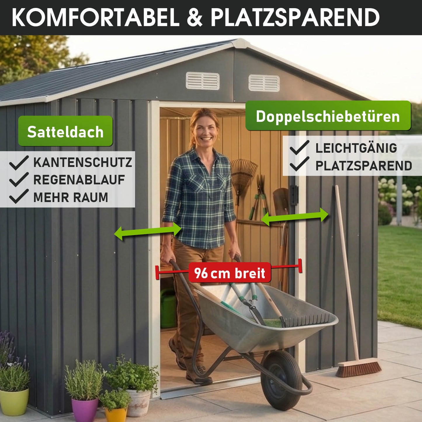 BRAST Metall Gerätehaus mit Satteldach 235x131x192