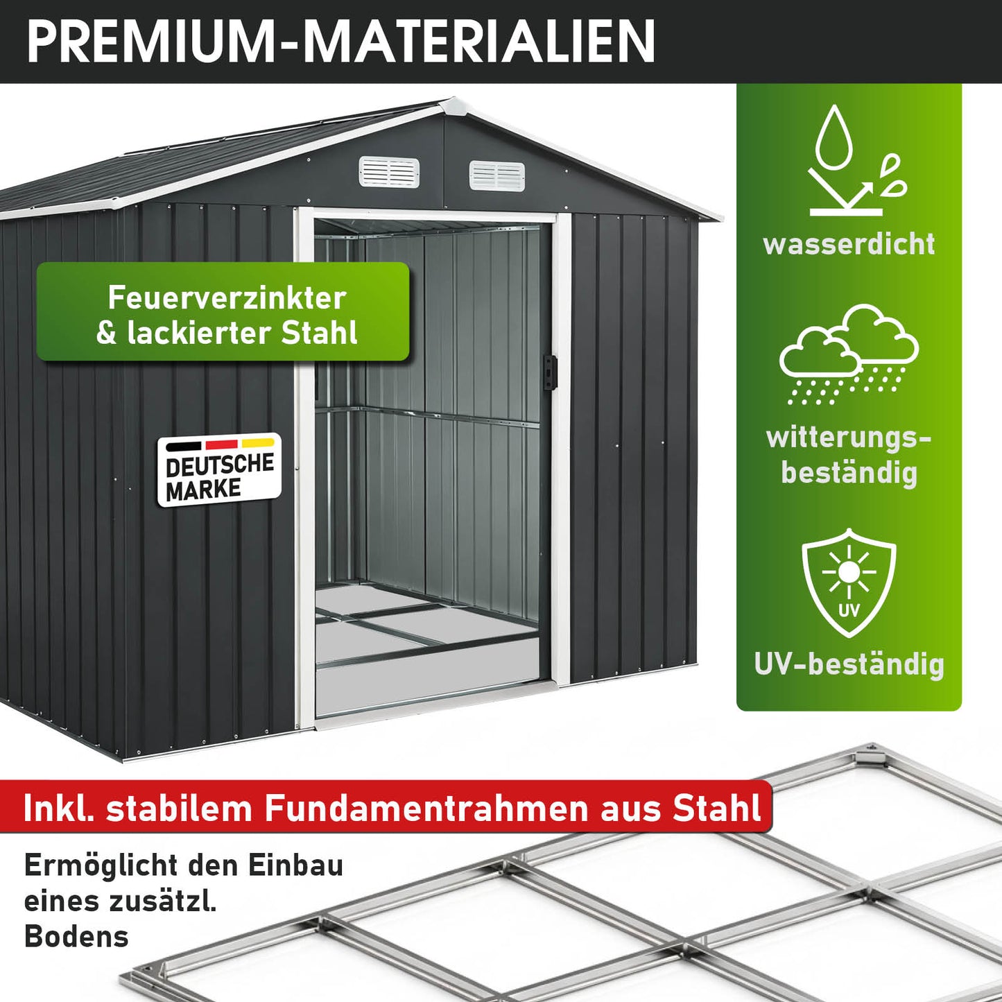 BRAST Metall Geräteschuppen mit Satteldach 235x217x192