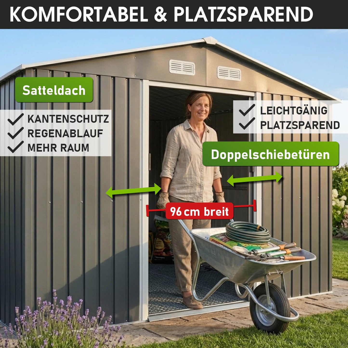 BRAST Metall Gerätehaus mit Satteldach 278x259x192