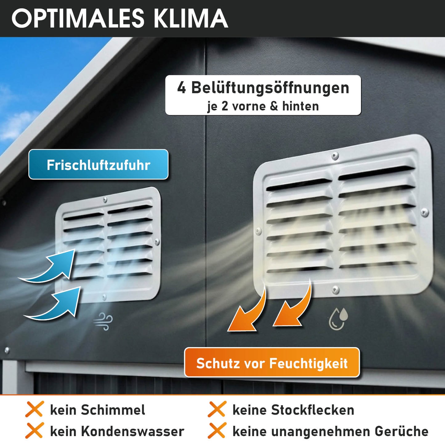 BRAST Metall Gerätehaus mit Satteldach 278x259x192