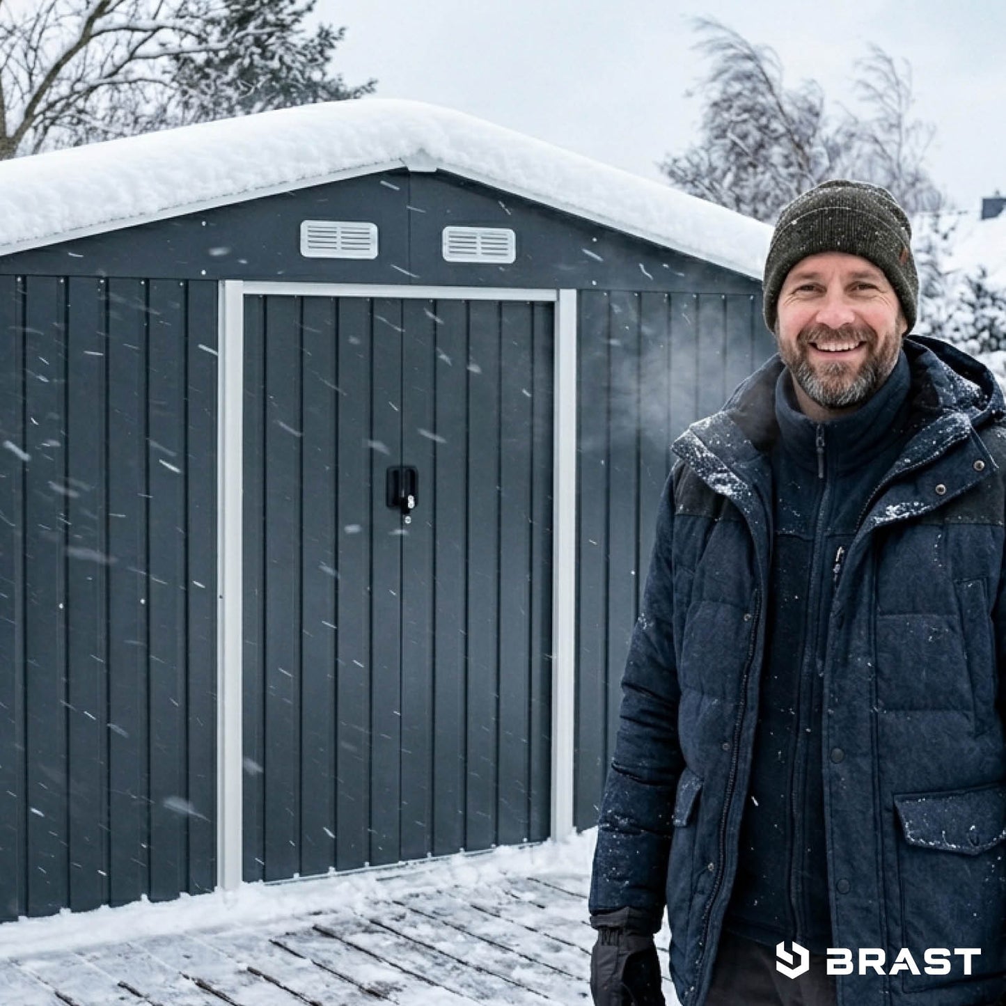 BRAST Metall Gerätehaus mit Satteldach 278x259x192