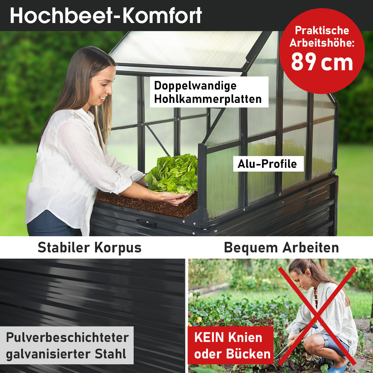 BRAST 2in1 Hochbeet mit Gewächshaus-Aufsatz Classic