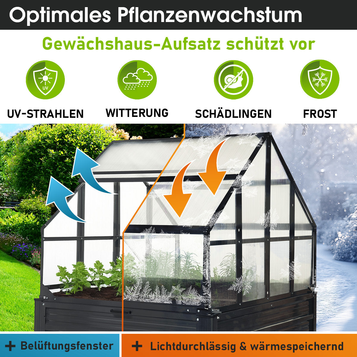 BRAST 2in1 Hochbeet mit Gewächshaus-Aufsatz Classic