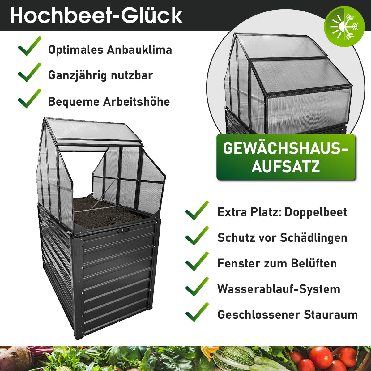 BRAST 2in1 Hochbeet mit Gewächshaus-Aufsatz Classic