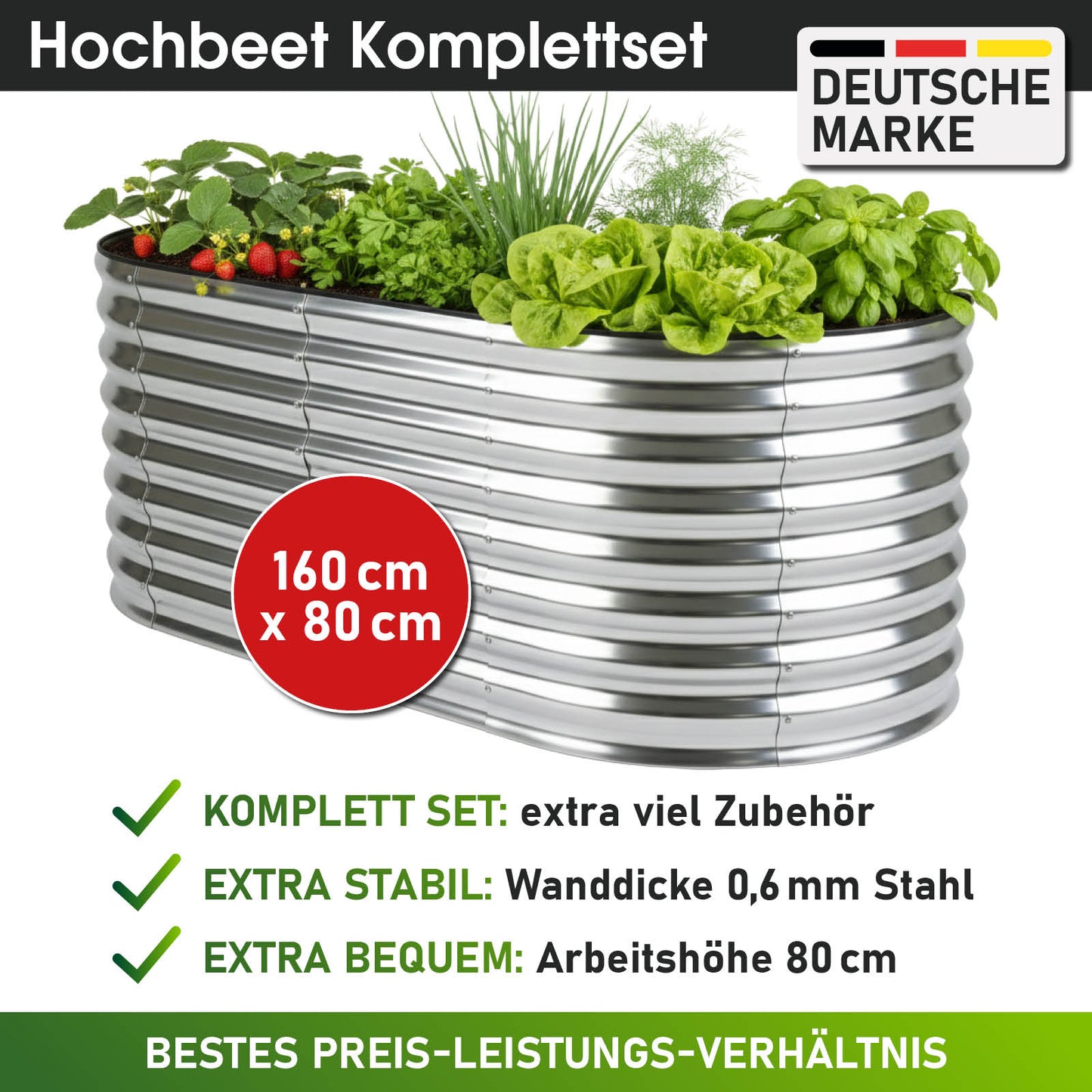 BRAST Hochbeet Metall JULIA Mini silber
