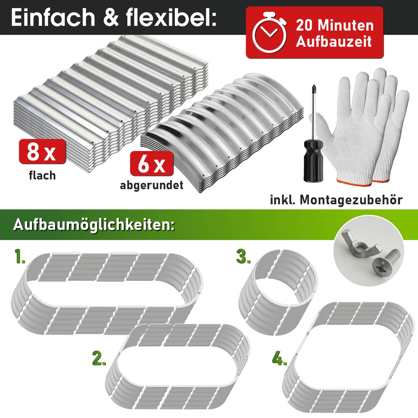 BRAST Hochbeet Metall JULIA Midi silber