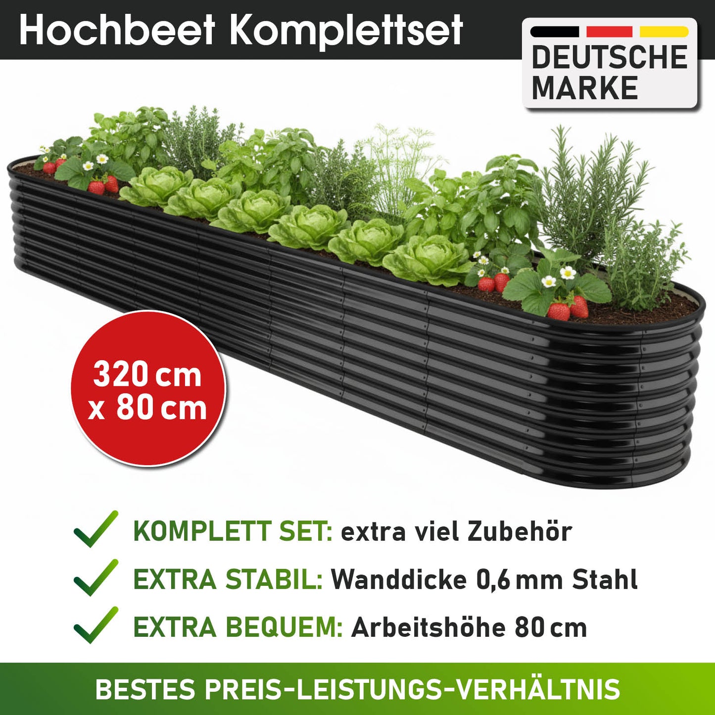 BRAST Hochbeet Metall JULIA Maxi schwarz