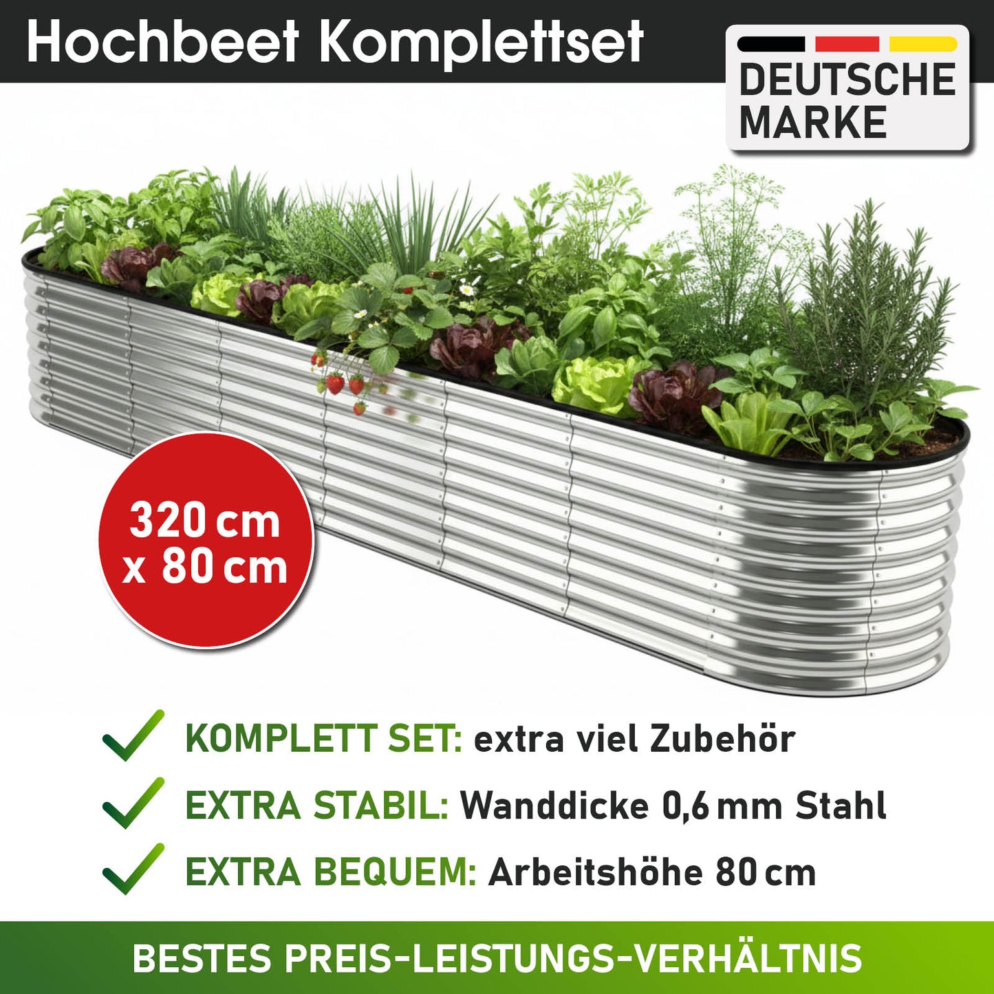 BRAST Hochbeet Metall JULIA Maxi silber
