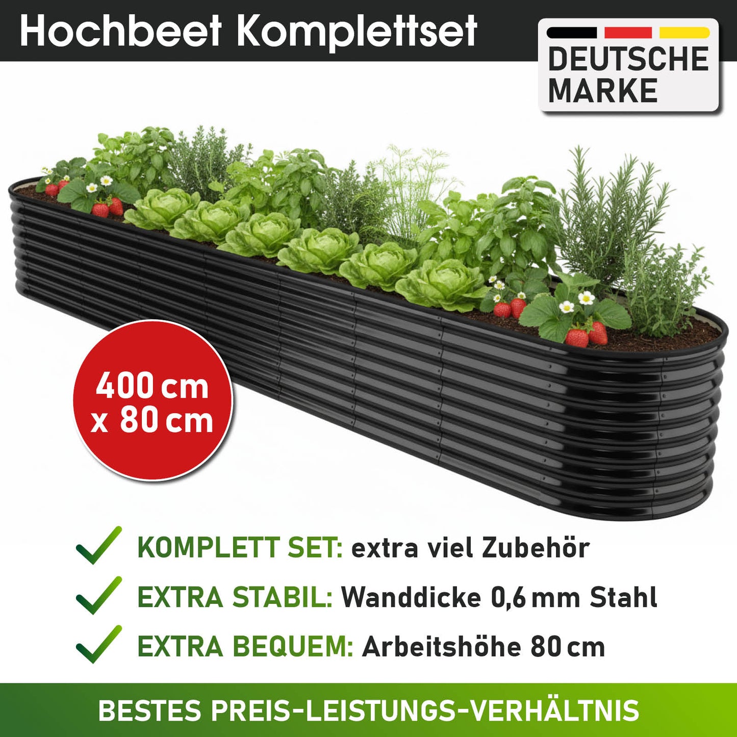BRAST Hochbeet Metall JULIA Mega schwarz