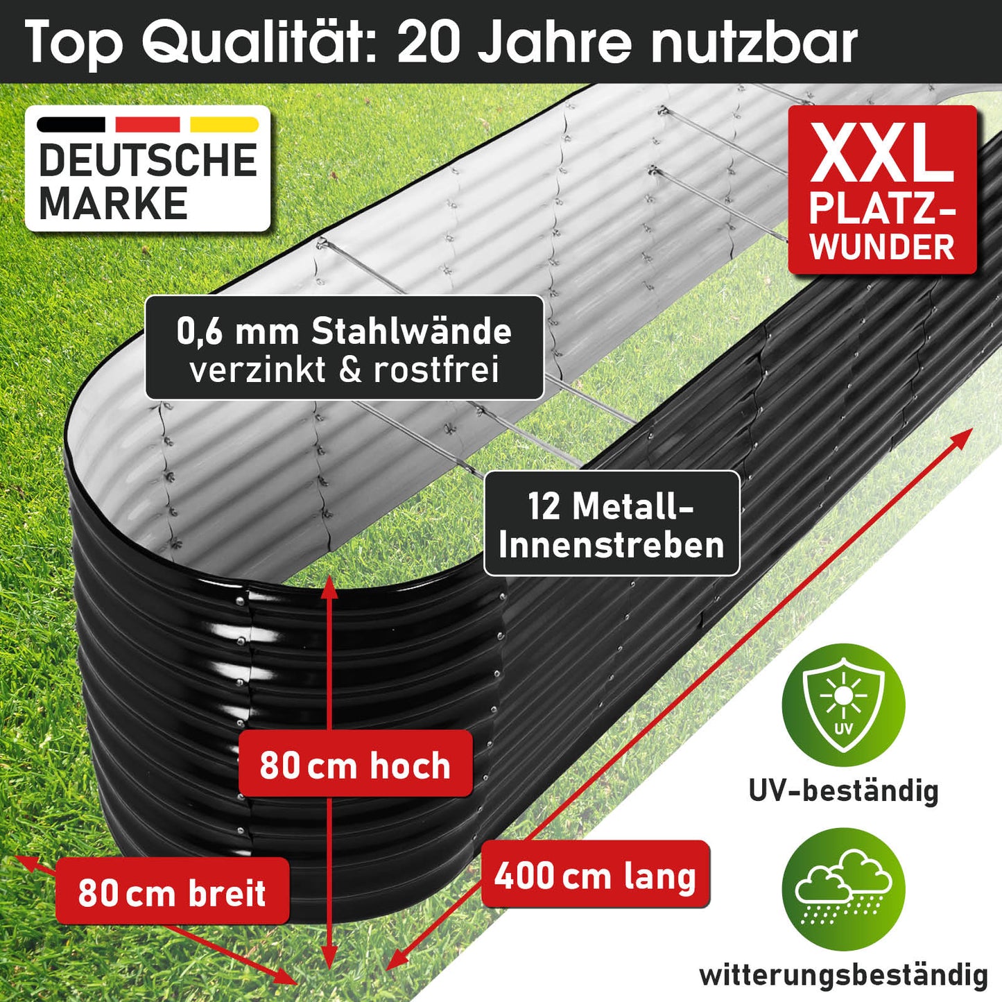 BRAST Hochbeet Metall JULIA Mega schwarz