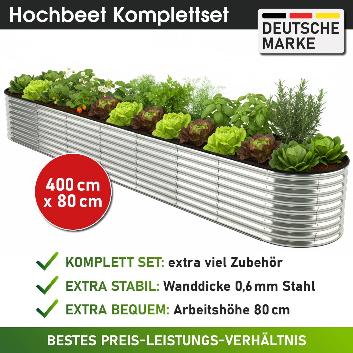 BRAST Hochbeet Metall JULIA Mega silber
