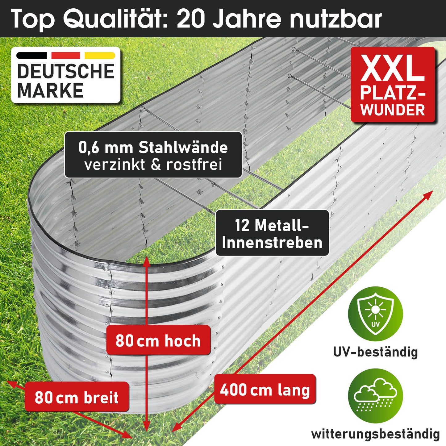 BRAST Hochbeet Metall JULIA Mega silber