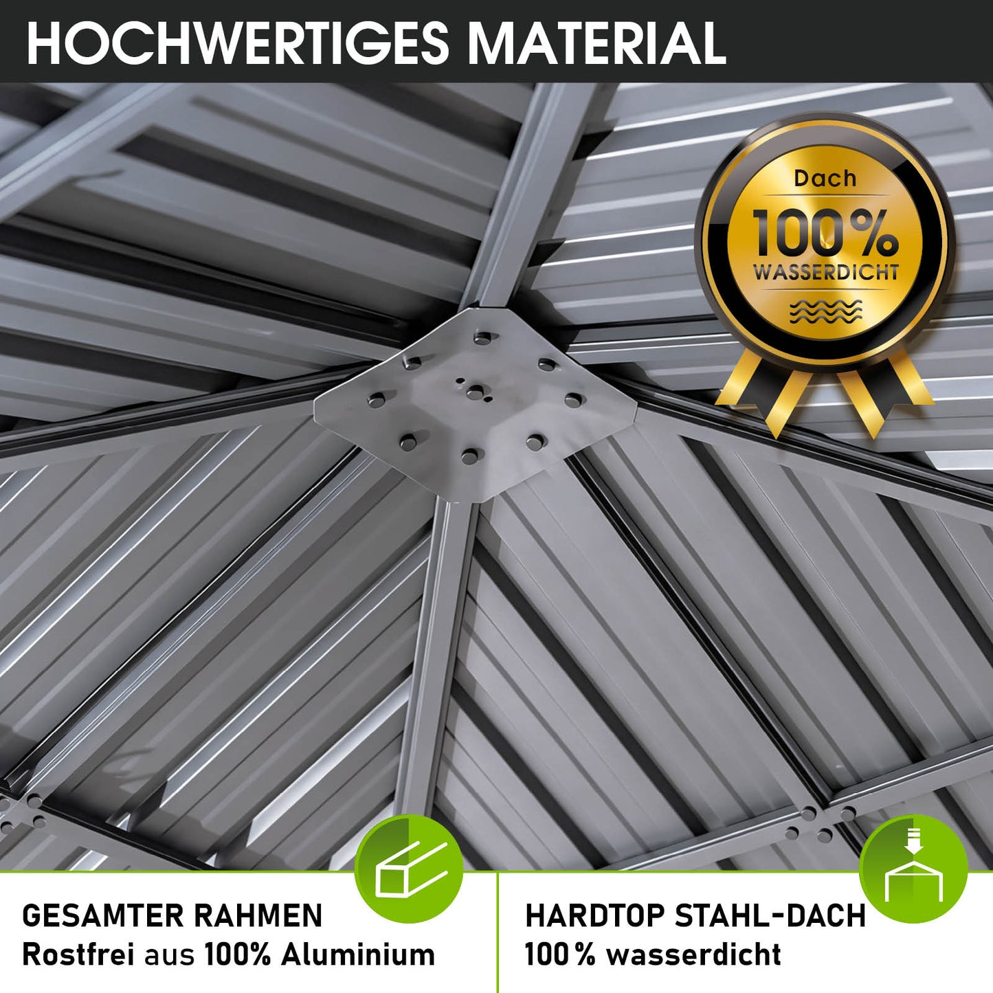 Alu Pavillon MIAMI mit Stahldach 4x4