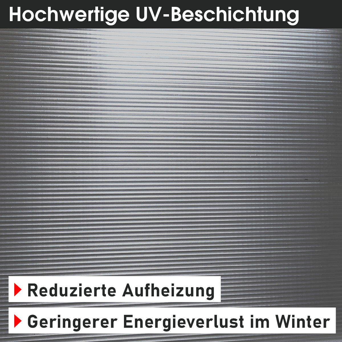 Anthrazitfarbene Hohlkammerplatten mit feiner Struktur und UV-Beschichtung, 121x60,5 cm, 10er Set.