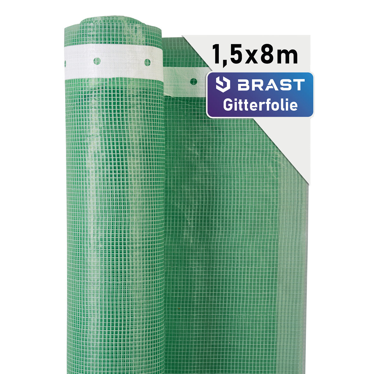 Grüne Gitterfolie 1,5x8 Meter, feinmaschiges Kunststoffnetz zum Abdecken oder Schützen.