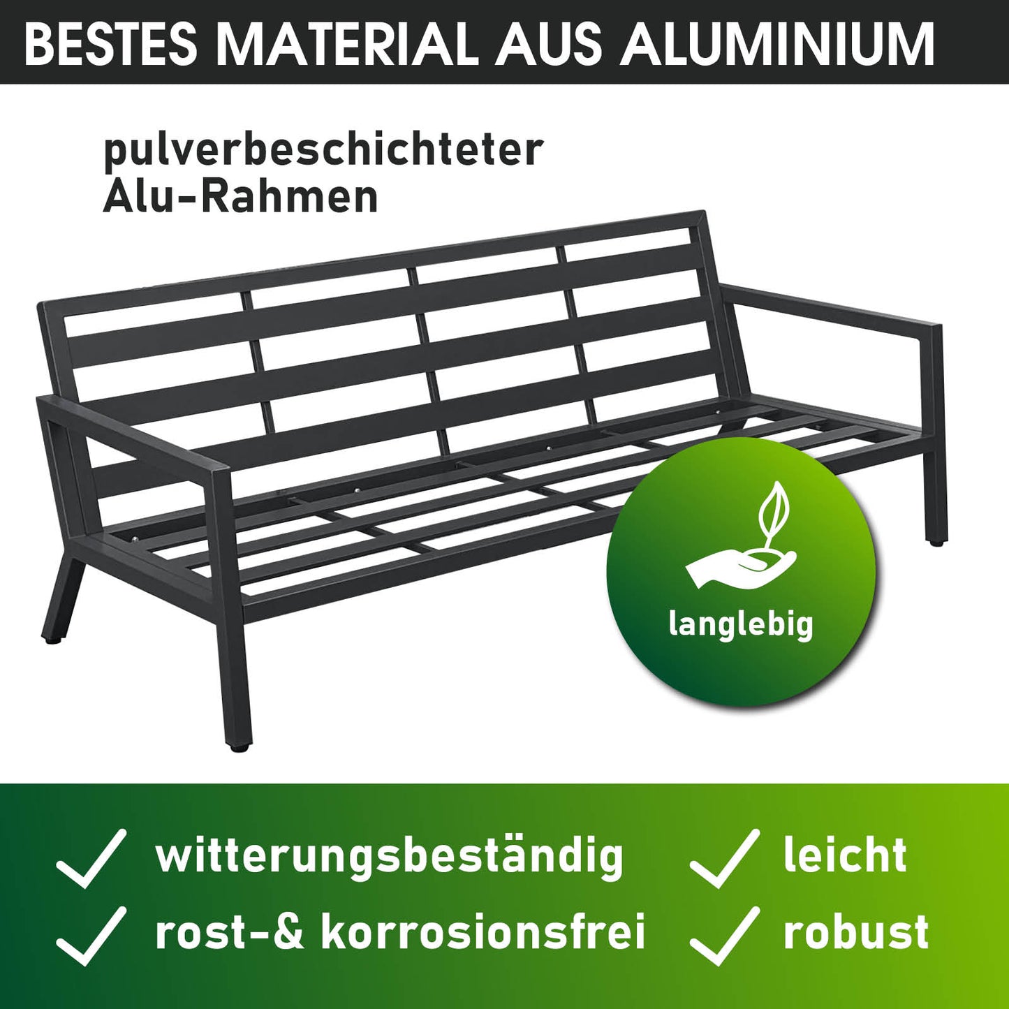 BRAST Alu 3-Sitzer Sofa ADRIA