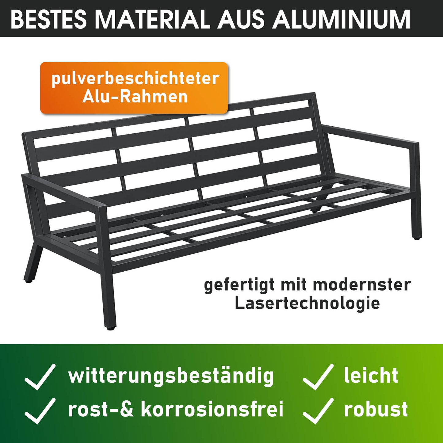 BRAST Alu 3-Sitzer Sofa ADRIA