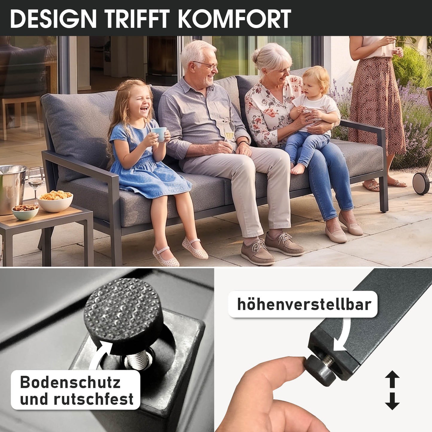 BRAST Alu 3-Sitzer Sofa ADRIA