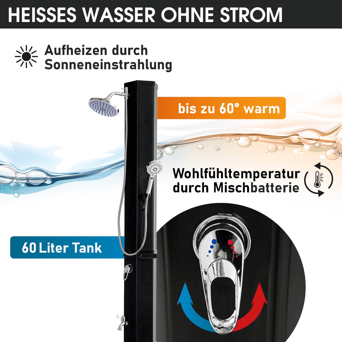 BRAST 3in1 Solardusche 60 L