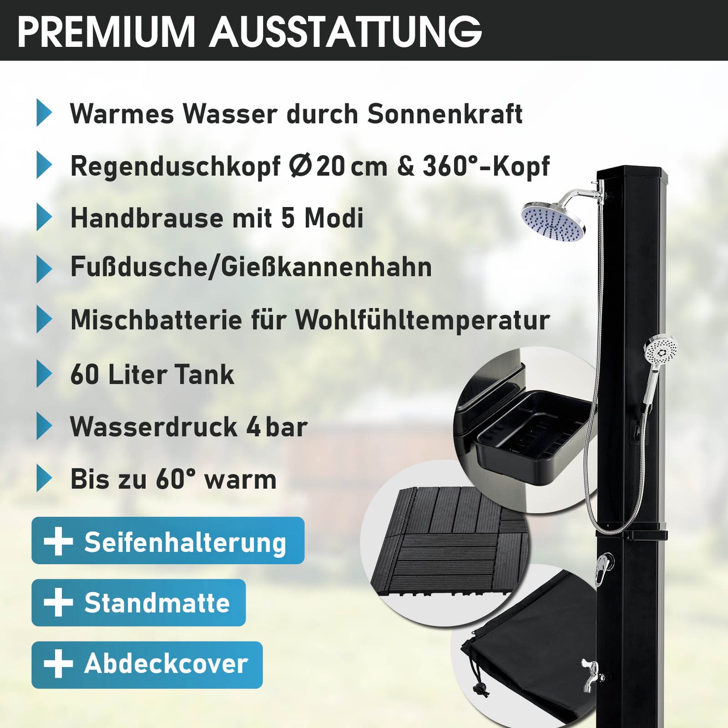 BRAST 3in1 Solardusche 60 L