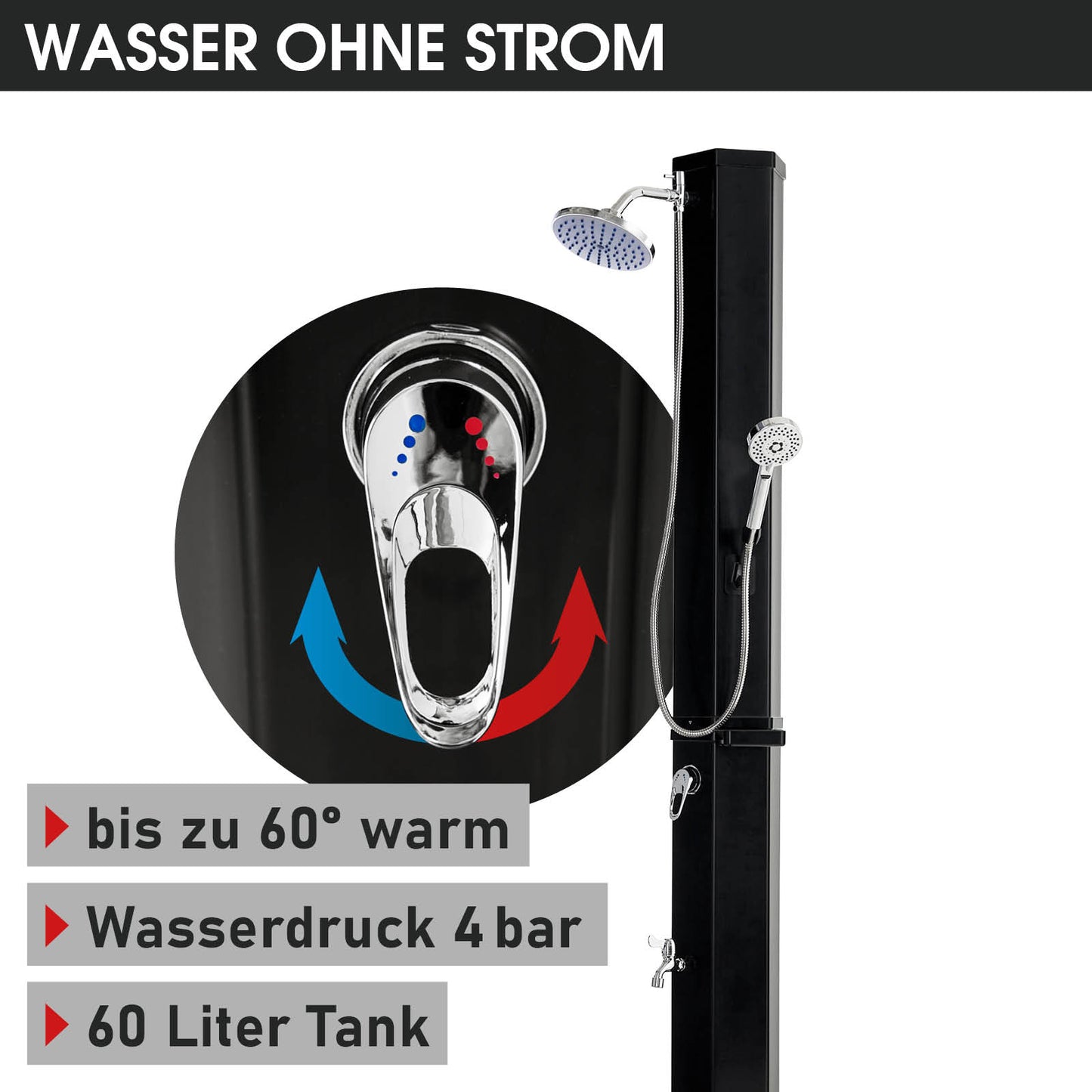 BRAST 3in1 Solardusche 60 L