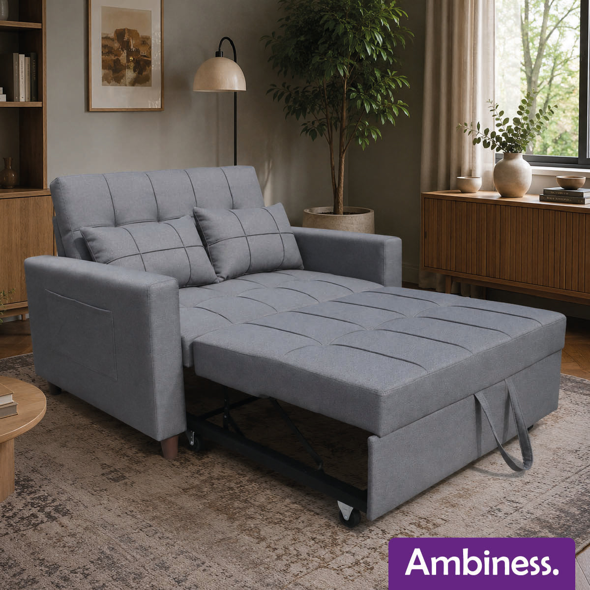 Ambiness 3in1 Zweisitzer Schlafsofa dunkelgrau