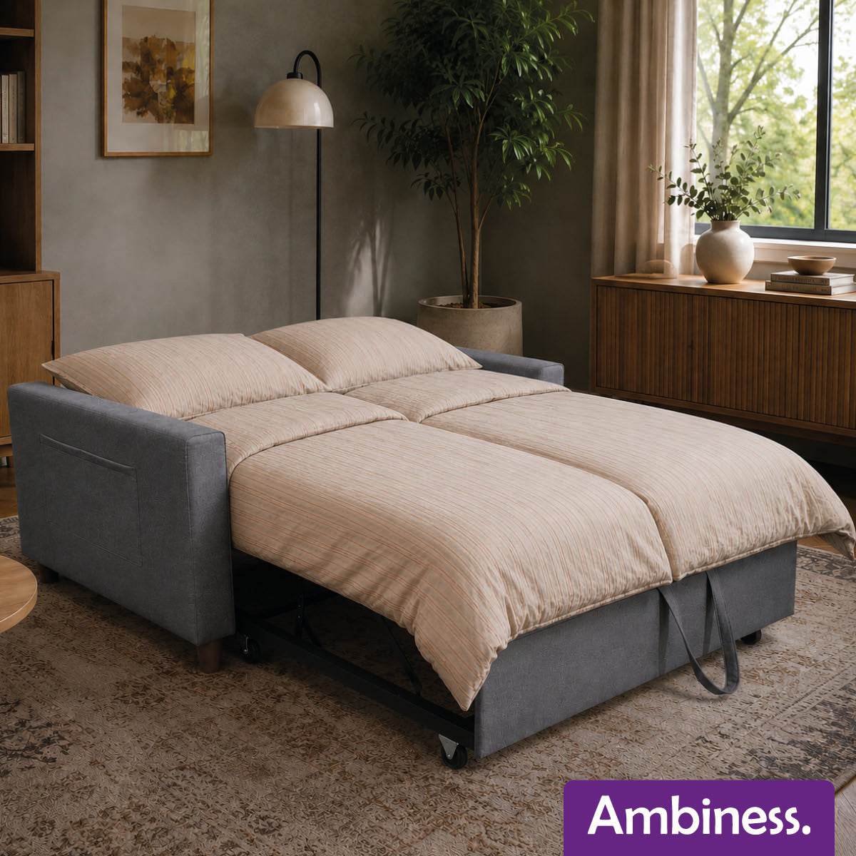 Ambiness 3in1 Zweisitzer Schlafsofa dunkelgrau