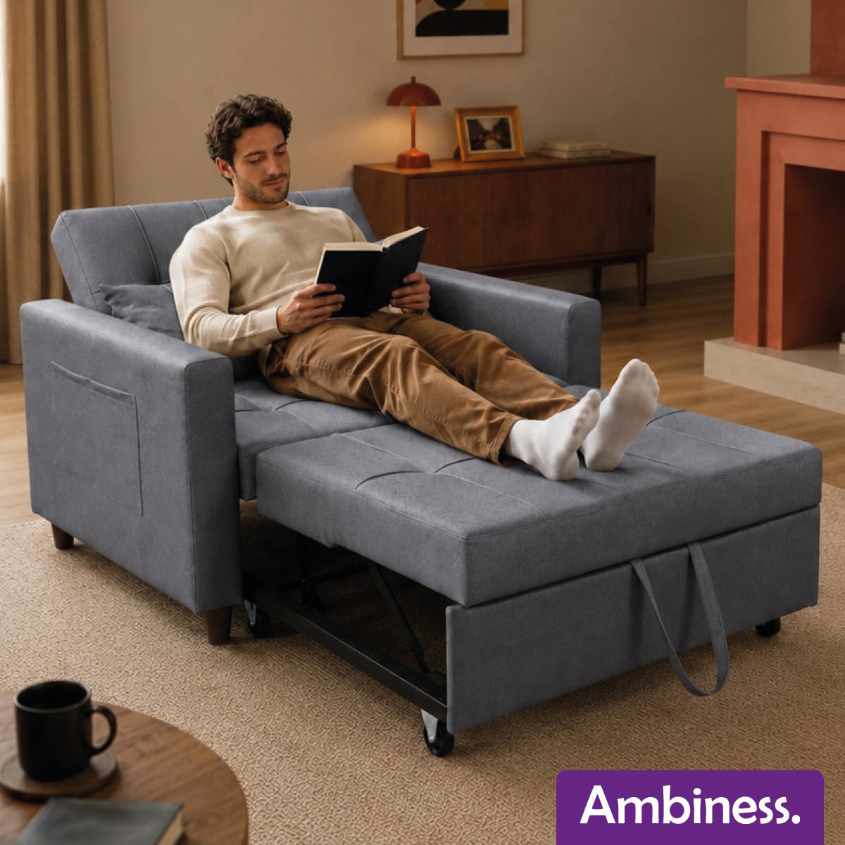 Ambiness 3in1 Zweisitzer Schlafsofa dunkelgrau