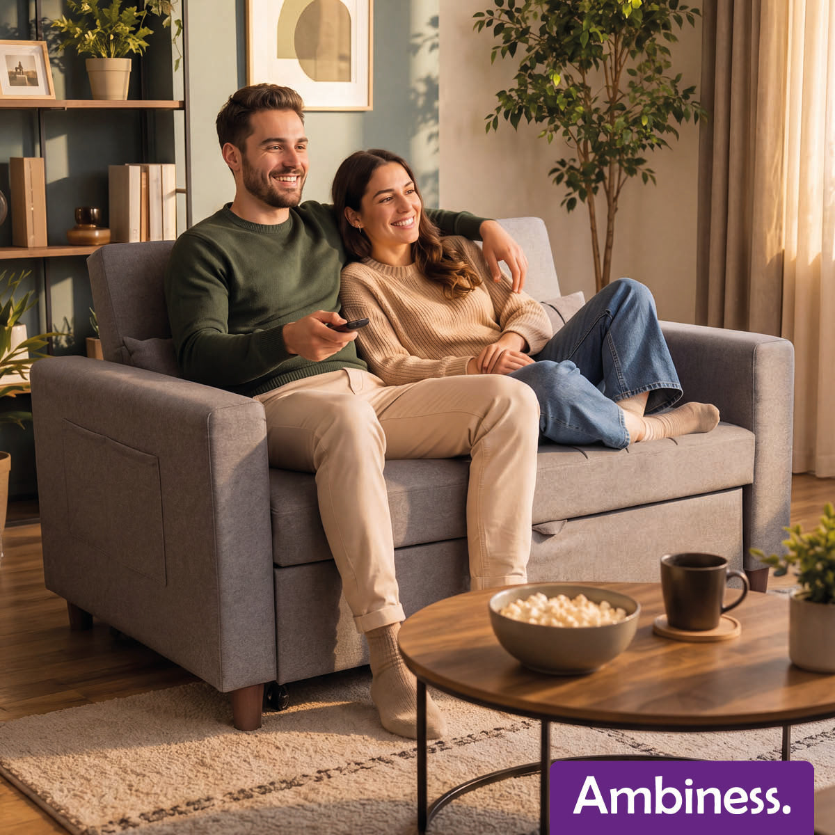 Ambiness 3in1 Zweisitzer Schlafsofa dunkelgrau