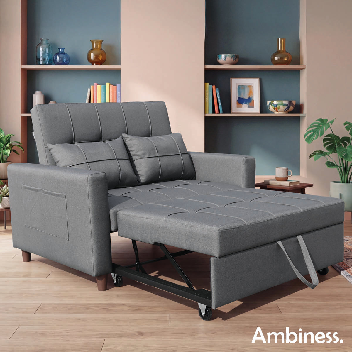 Ambiness 3in1 Zweisitzer Schlafsofa dunkelgrau