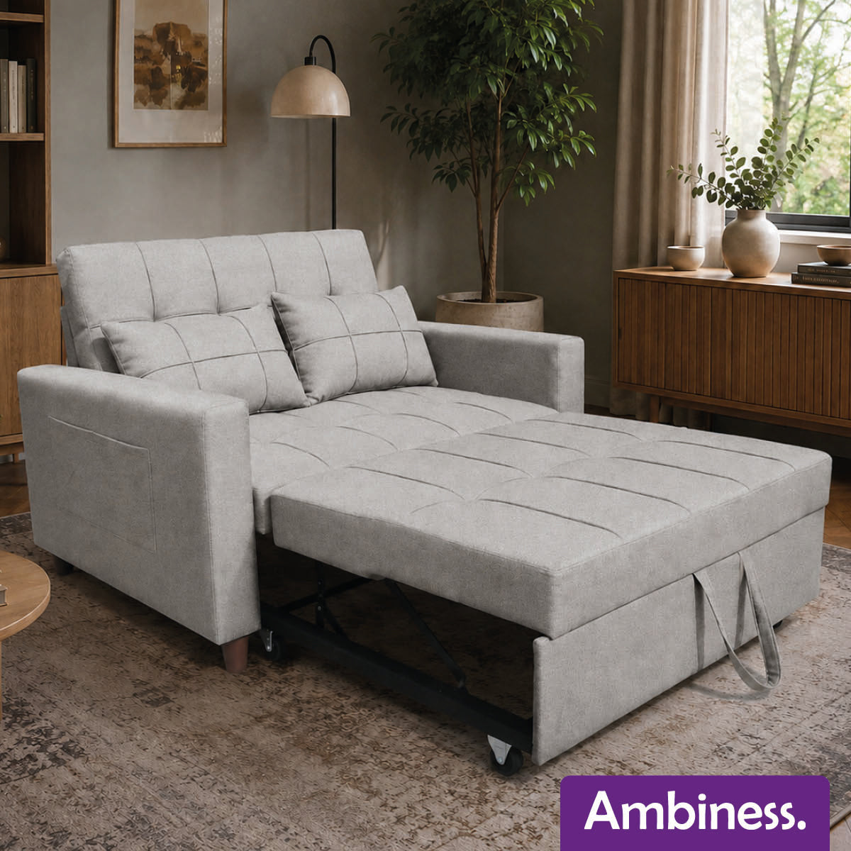 Ambiness 3in1 Zweisitzer Schlafsofa hellgrau