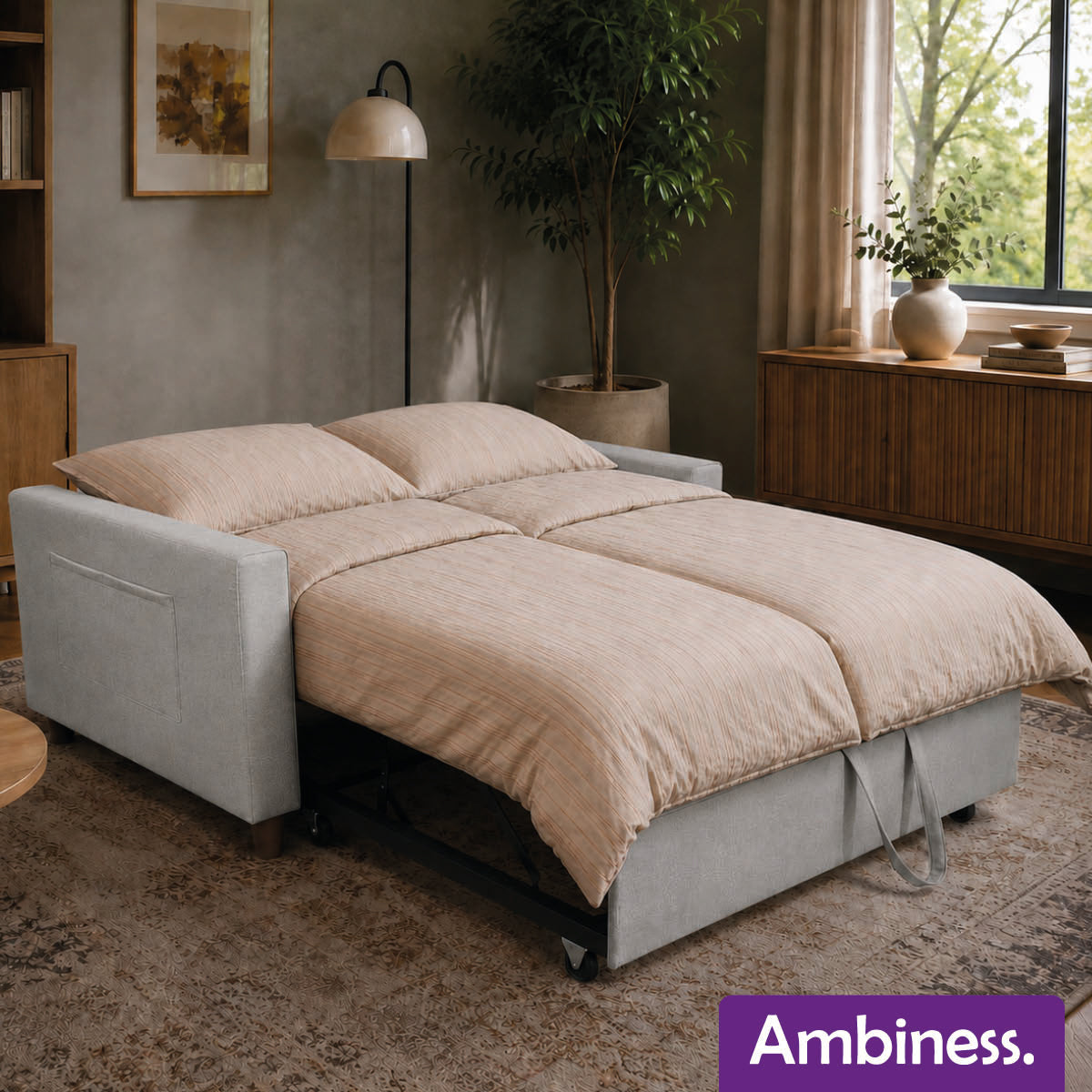 Ambiness 3in1 Zweisitzer Schlafsofa hellgrau