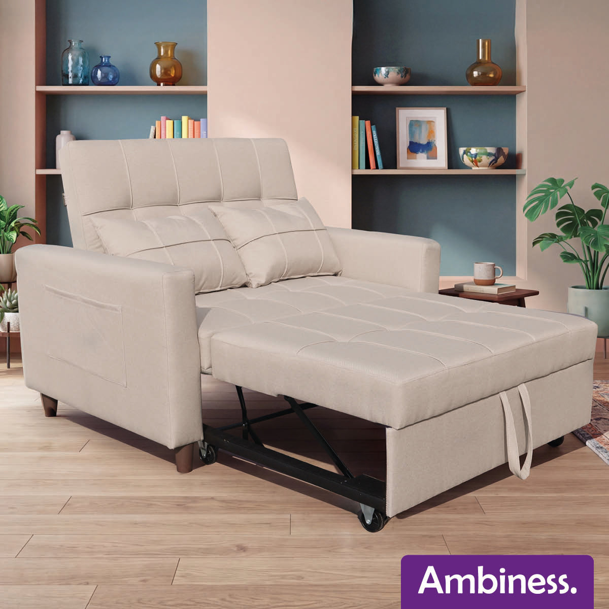 Ambiness 3in1 Zweisitzer Schlafsofa beige