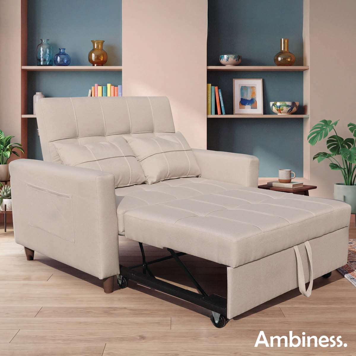 Ambiness 3in1 Zweisitzer Schlafsofa beige