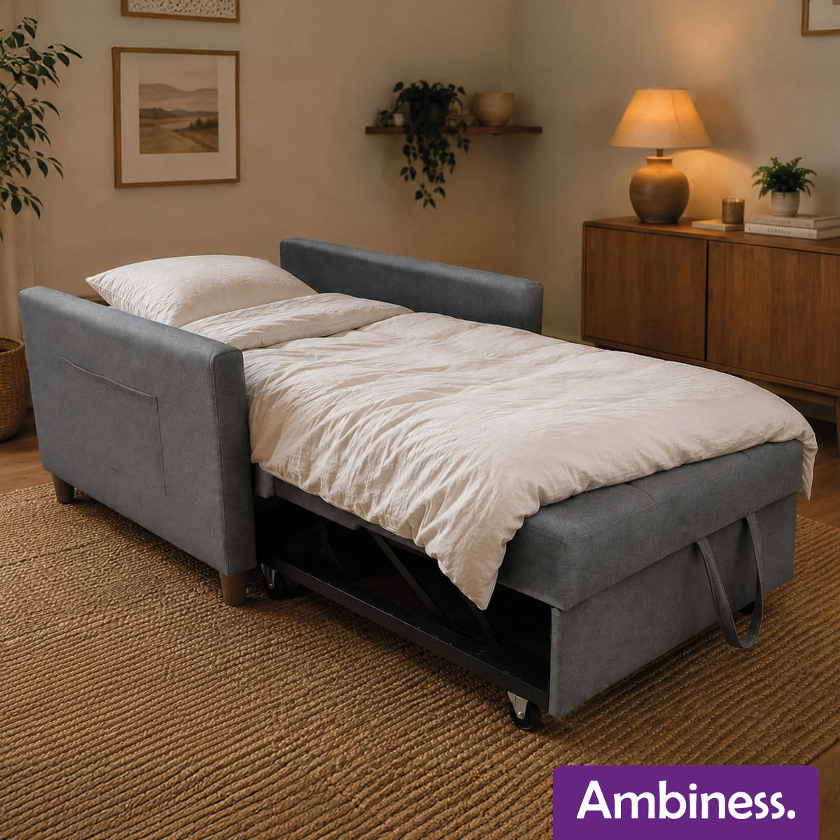 Ambiness 3in1 Einsitzer Schlafsofa dunkelgrau
