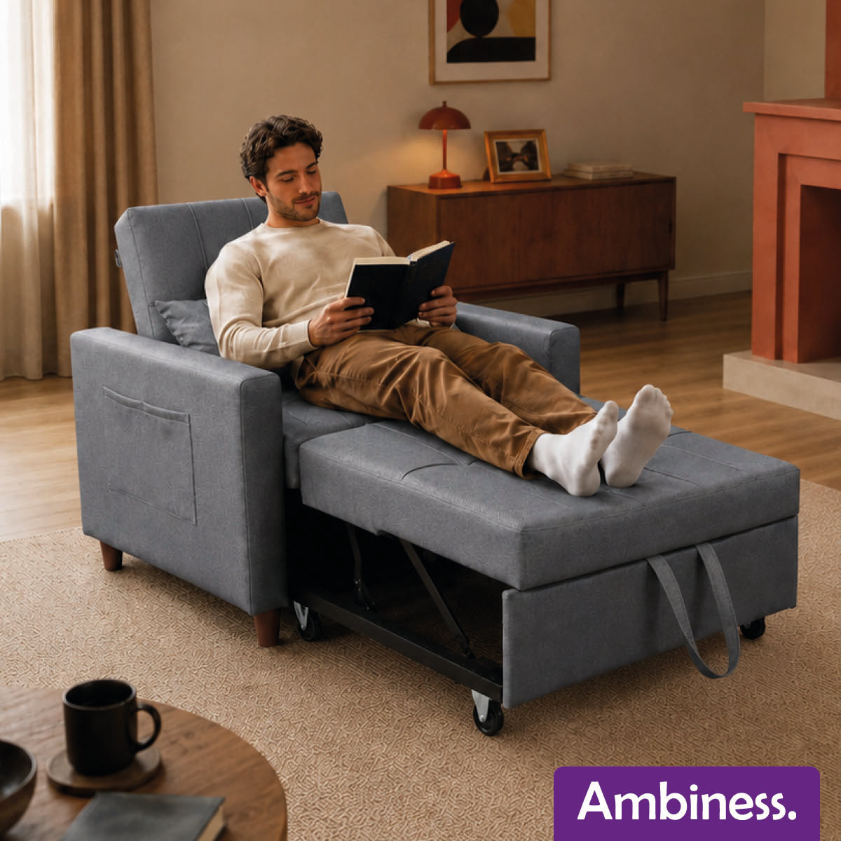 Ambiness 3in1 Einsitzer Schlafsofa dunkelgrau