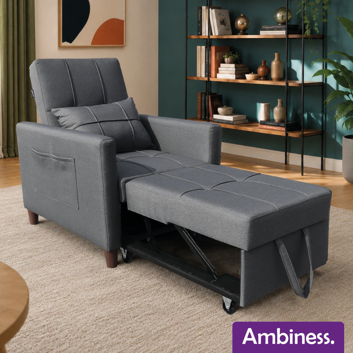 Ambiness 3in1 Einsitzer Schlafsofa dunkelgrau