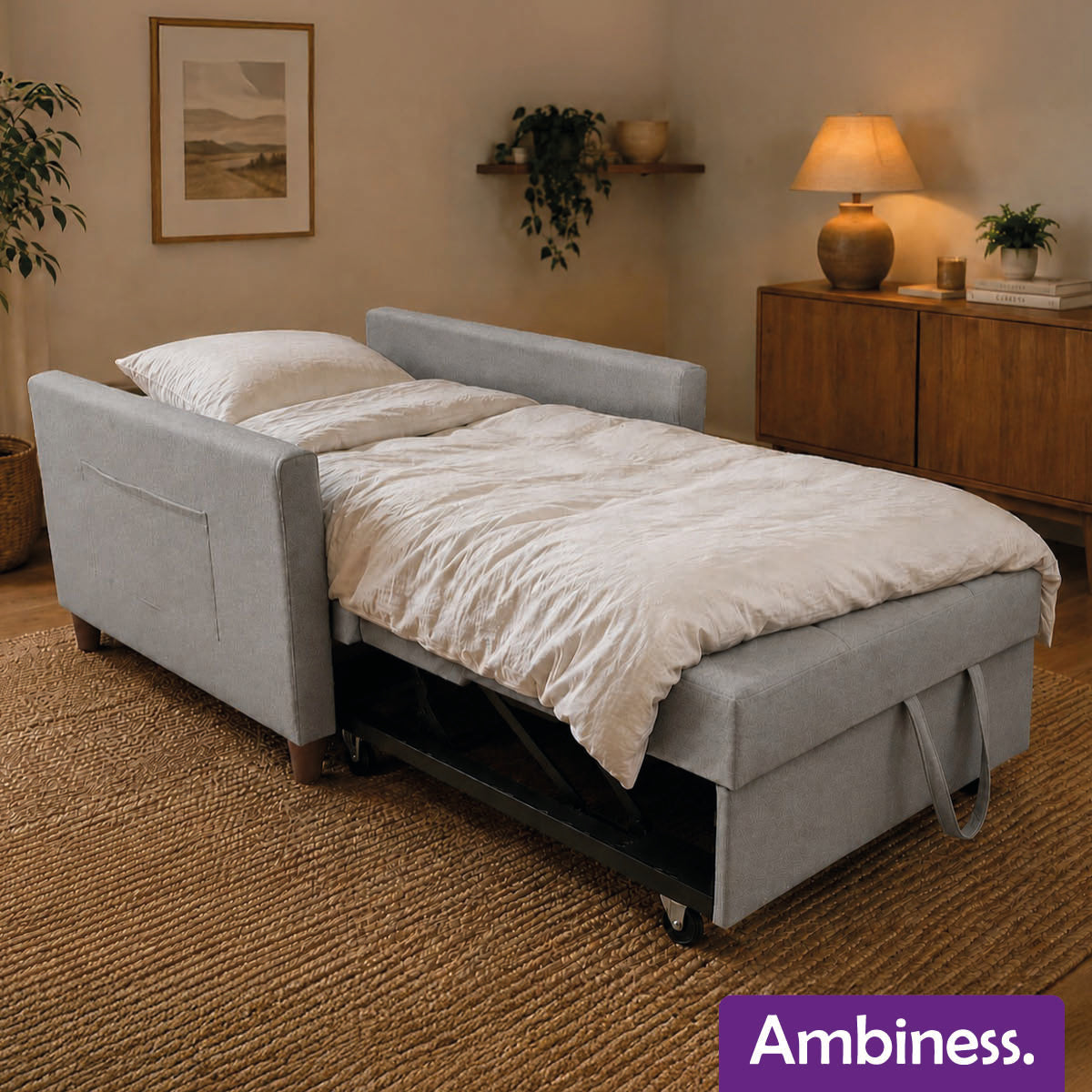 Ambiness 3in1 Einsitzer Schlafsofa hellgrau