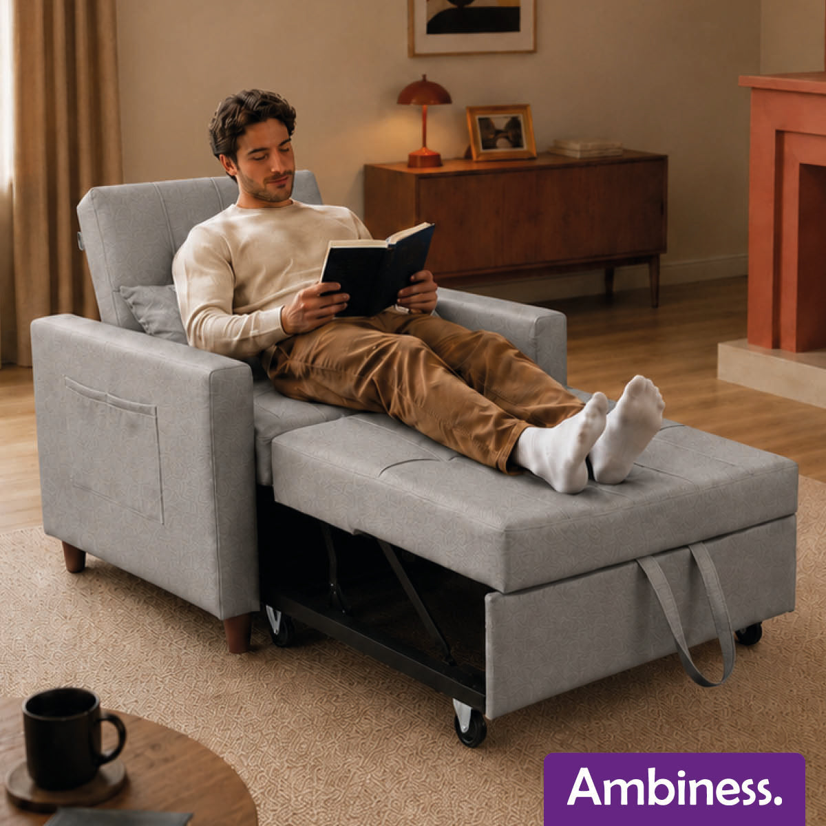 Ambiness 3in1 Einsitzer Schlafsofa hellgrau