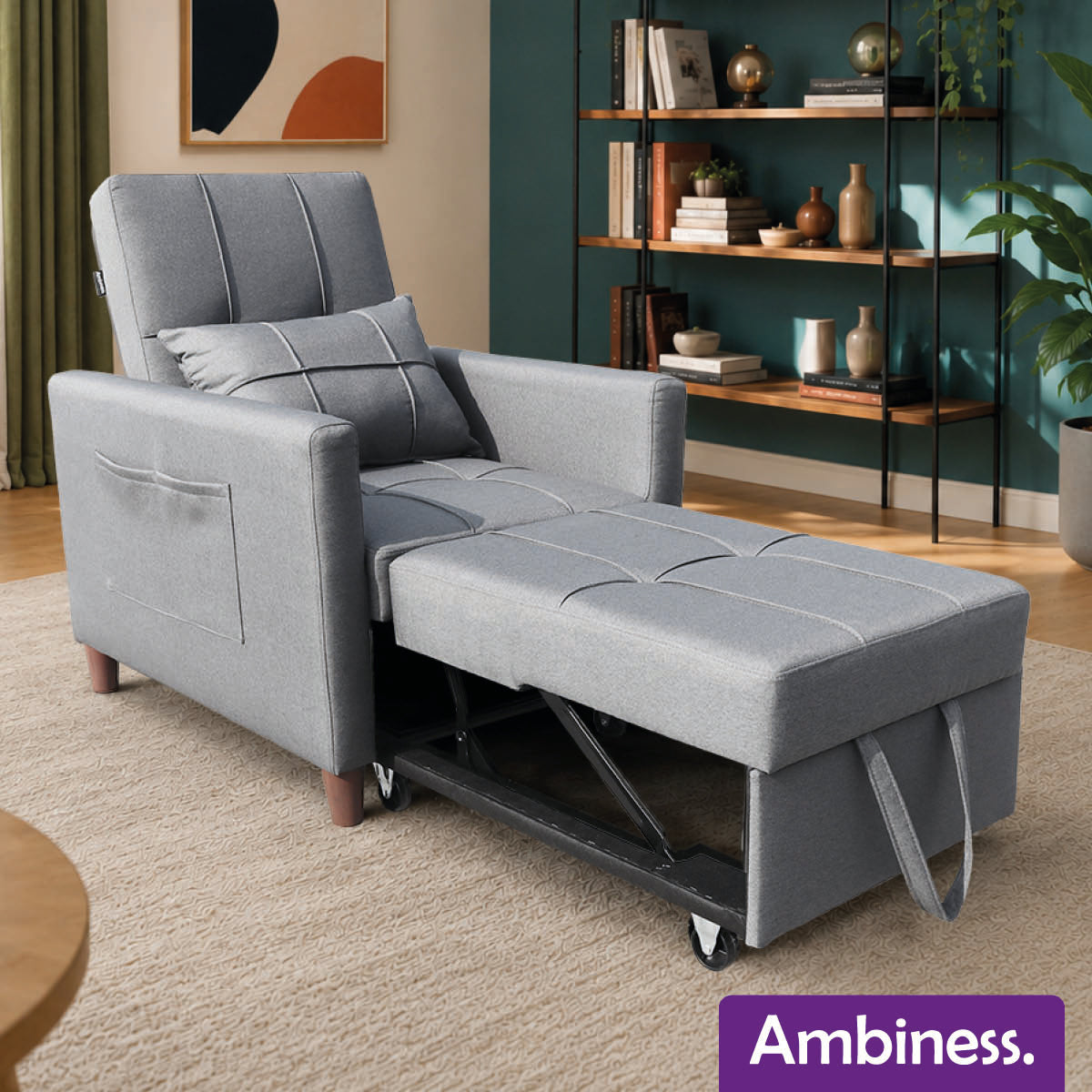 Ambiness 3in1 Einsitzer Schlafsofa hellgrau