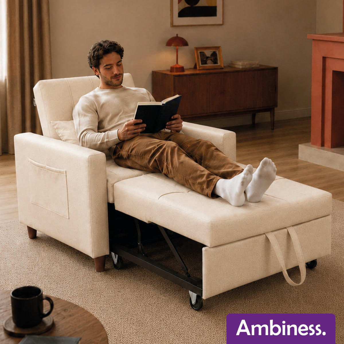 Ambiness 3in1 Einsitzer Schlafsofa beige