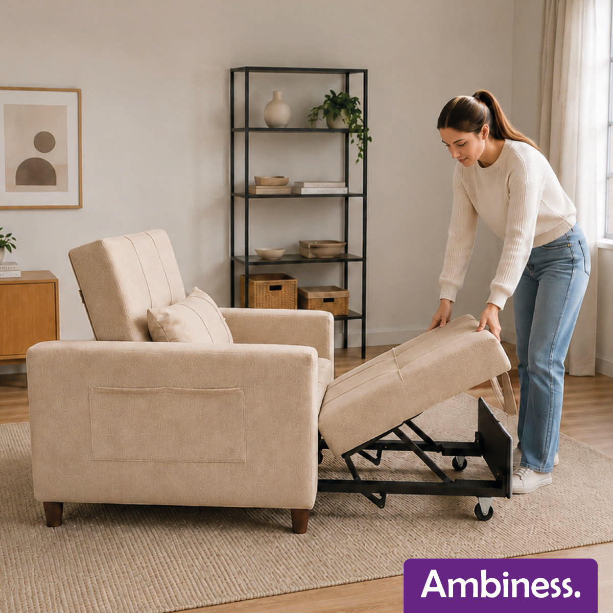 Ambiness 3in1 Einsitzer Schlafsofa beige