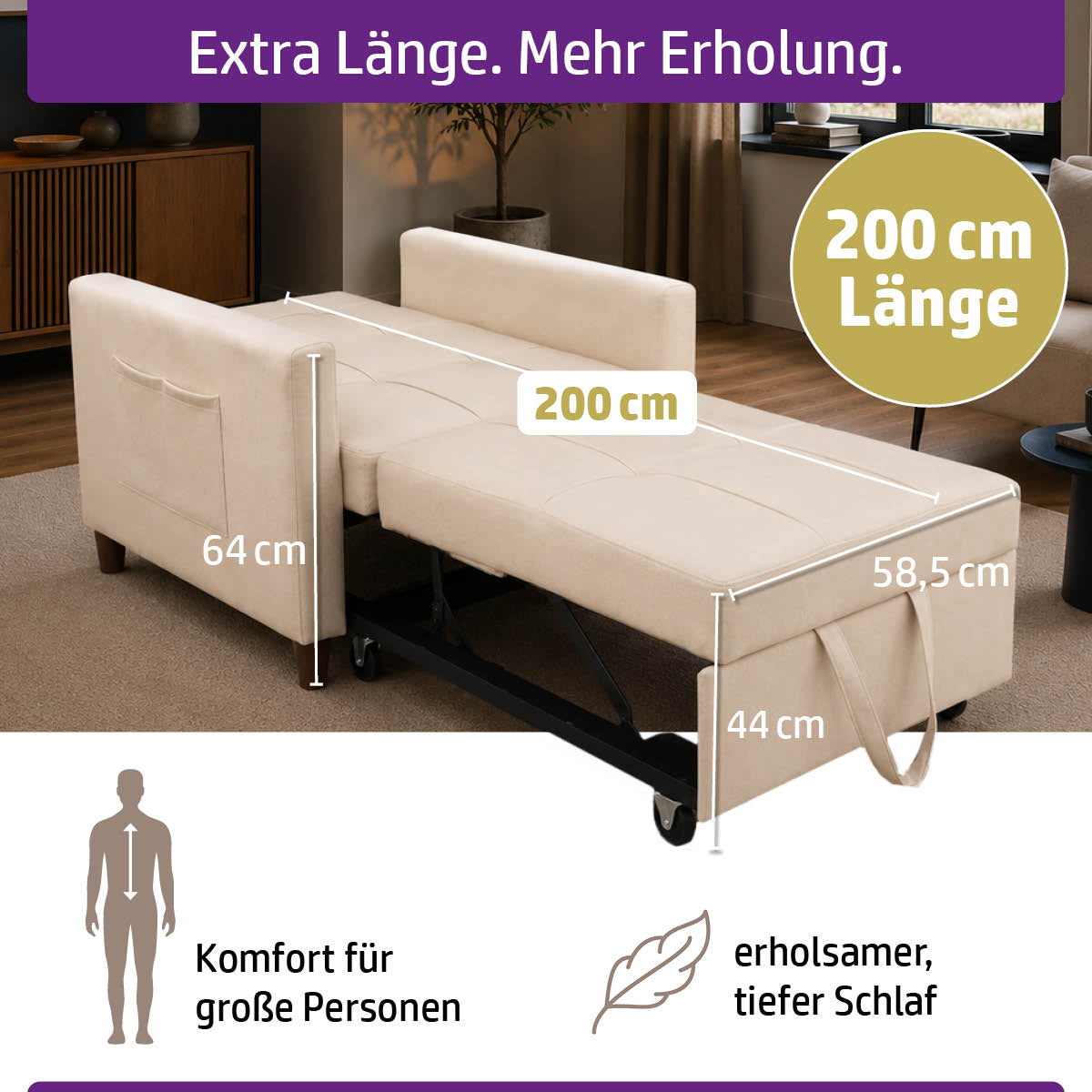 Ambiness 3in1 Einsitzer Schlafsofa beige