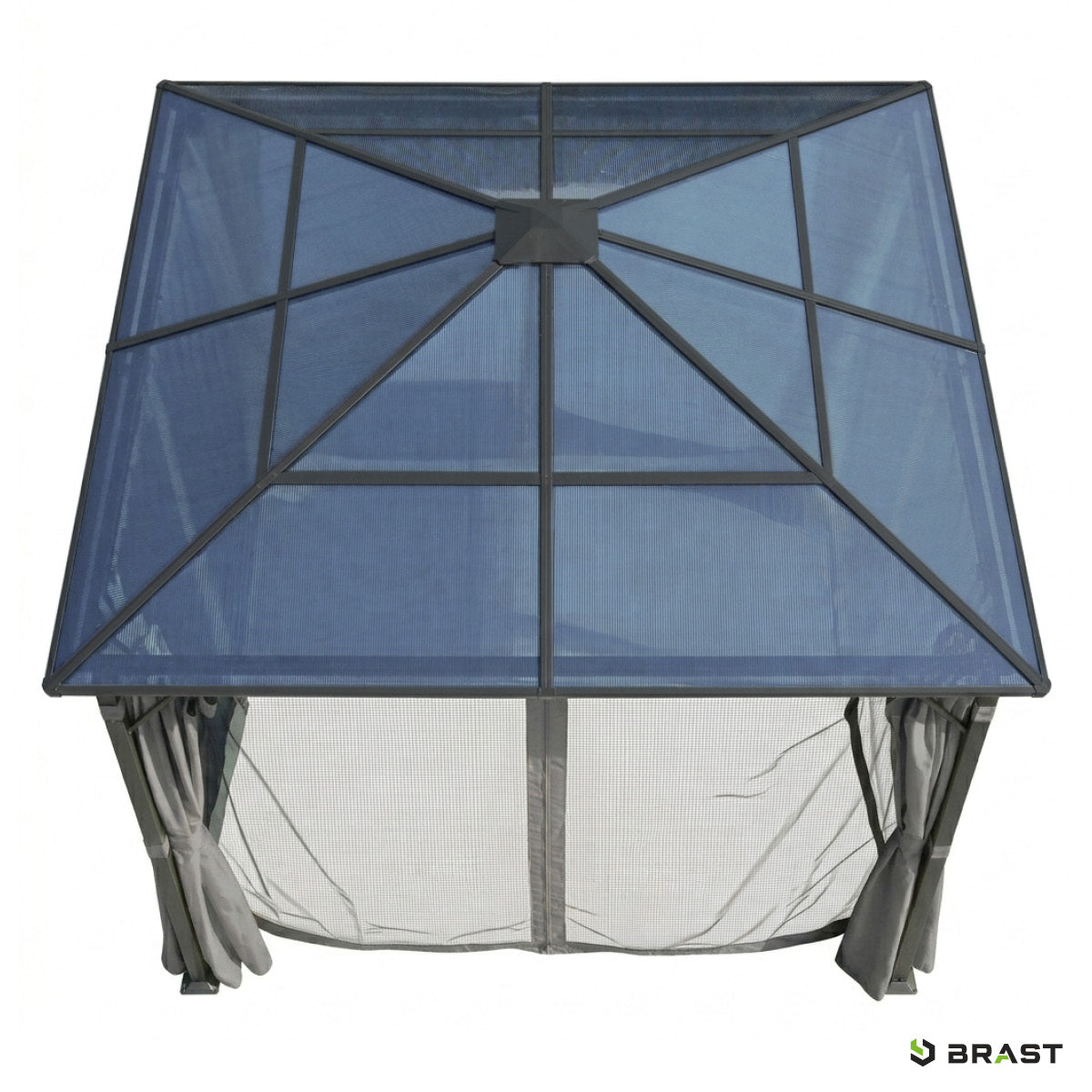 Alu Pavillon PREMIUM mit festem Dach 3x3m grau