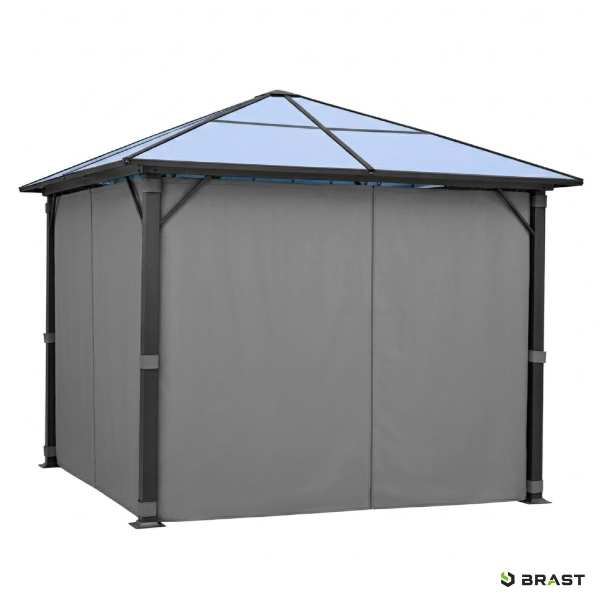 Alu Pavillon PREMIUM mit festem Dach 3x3m grau