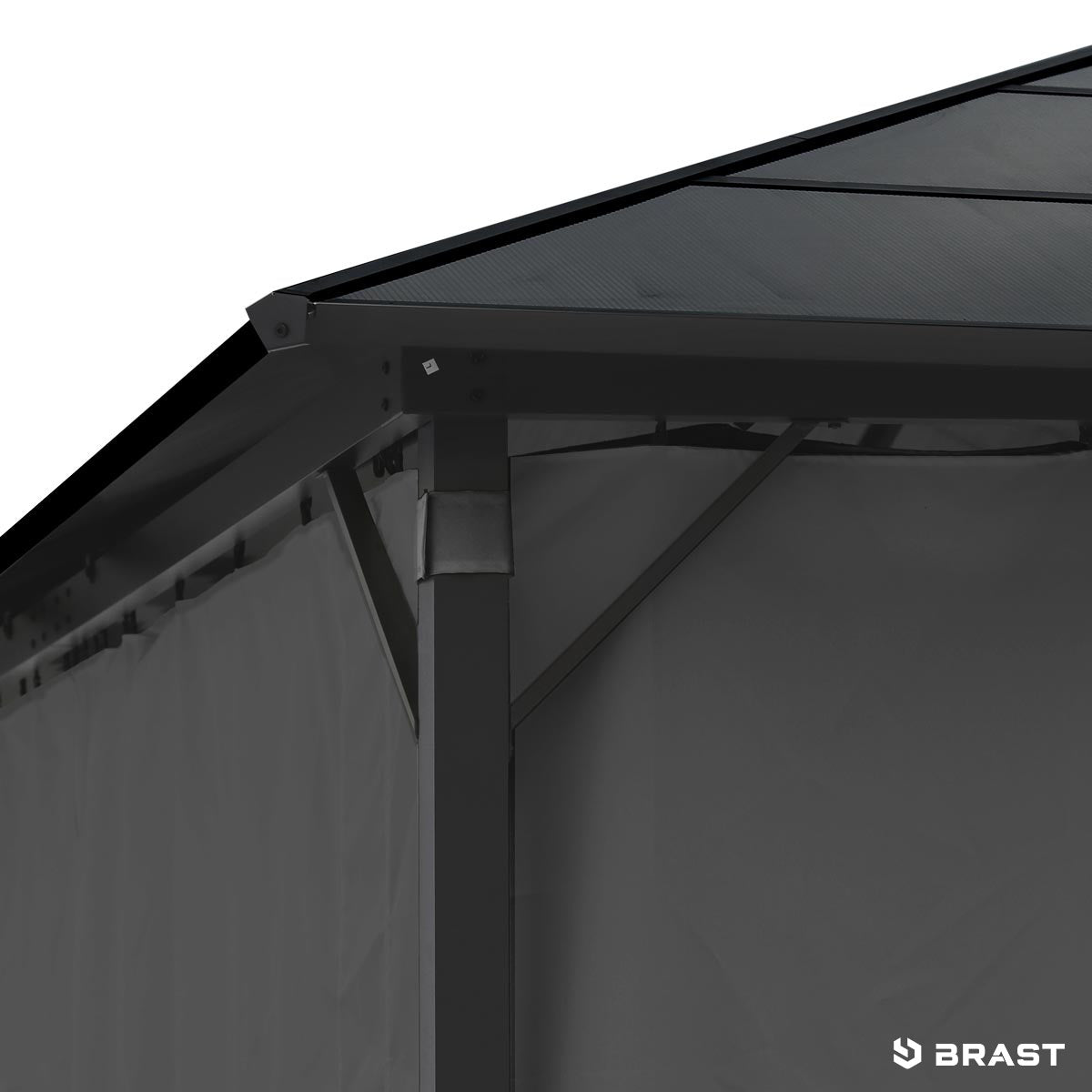 Alu Pavillon PREMIUM mit festem Dach 3x3m grau