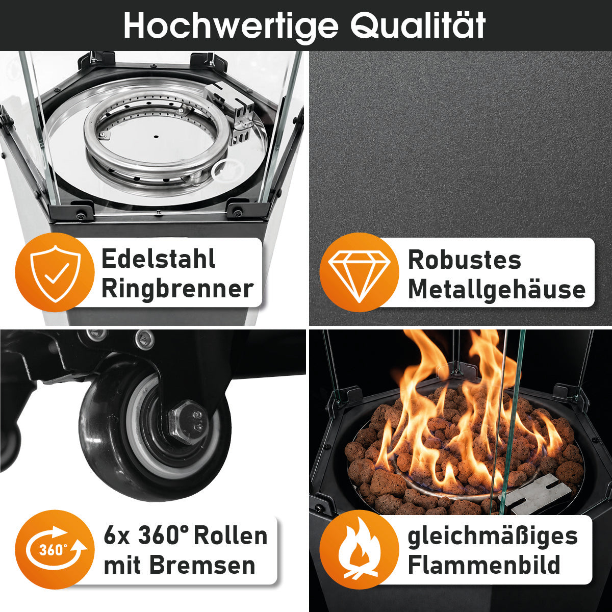 BRAST Gasheizstrahler FLAME anthrazit