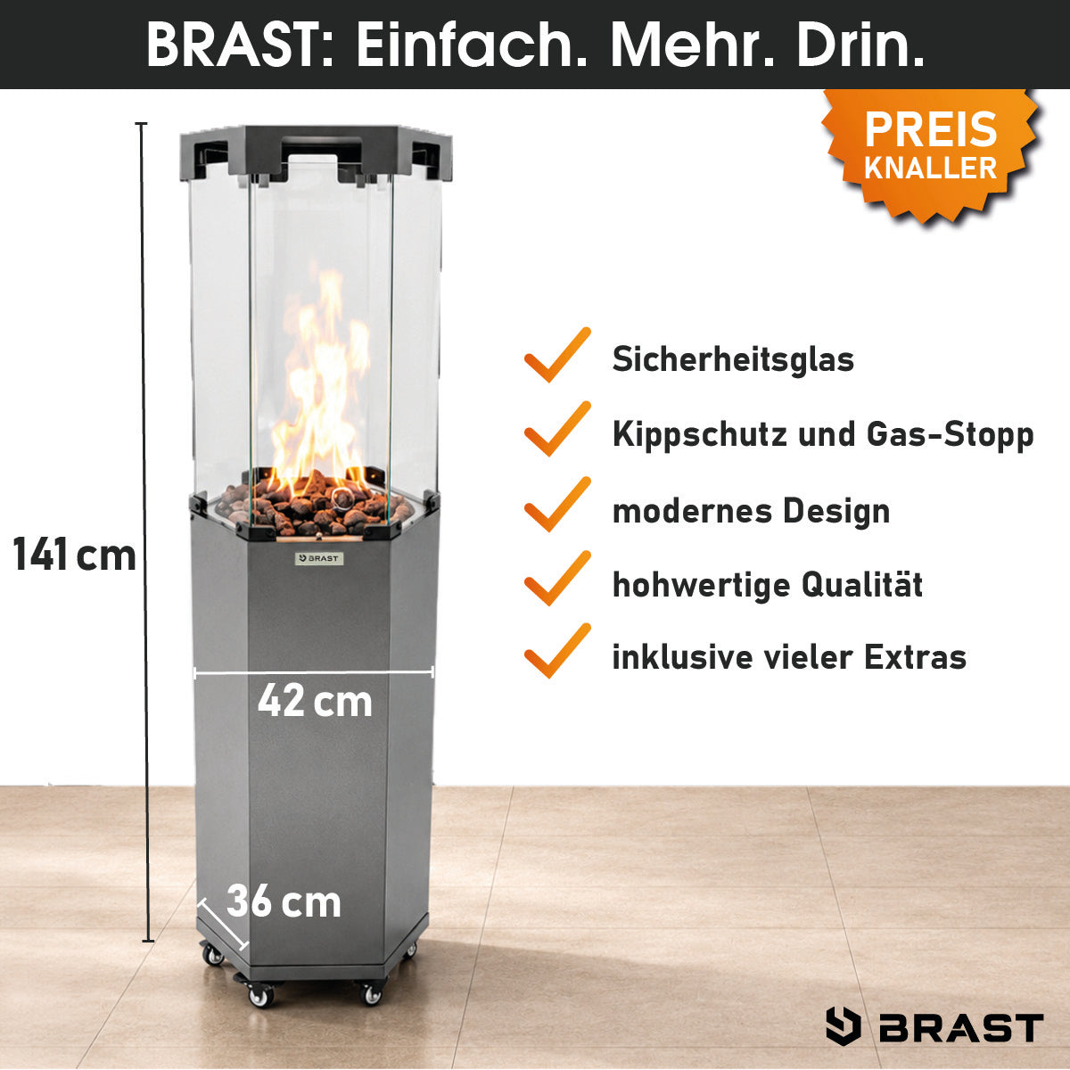 BRAST Gasheizstrahler FLAME anthrazit